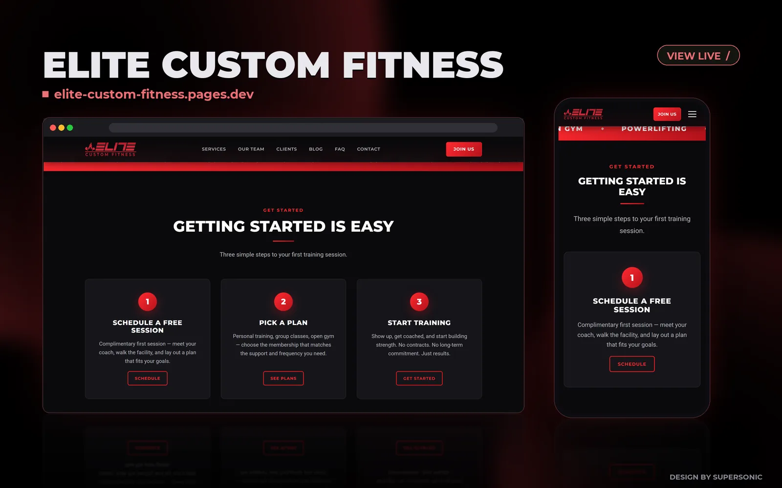 Elite Custom Fitness website design preview
