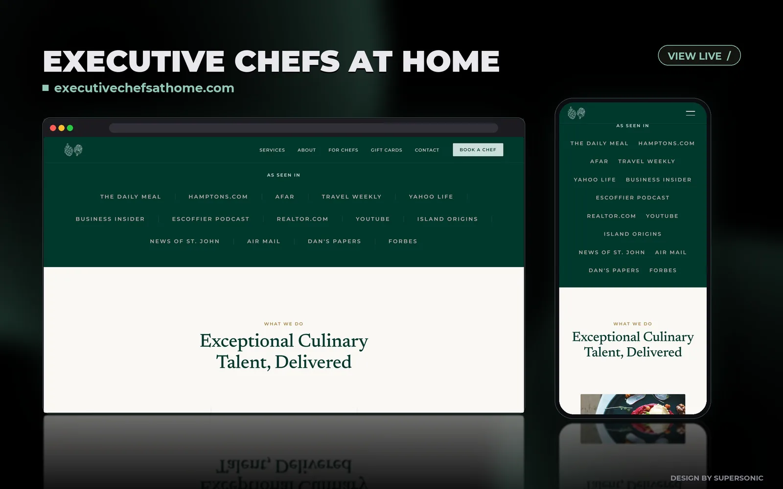 Executive Chefs at Home website design preview