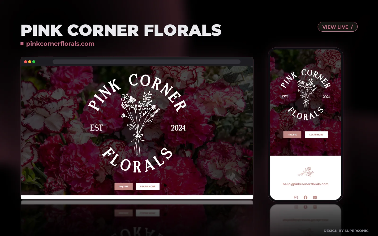 Pink Corner Florals website design preview