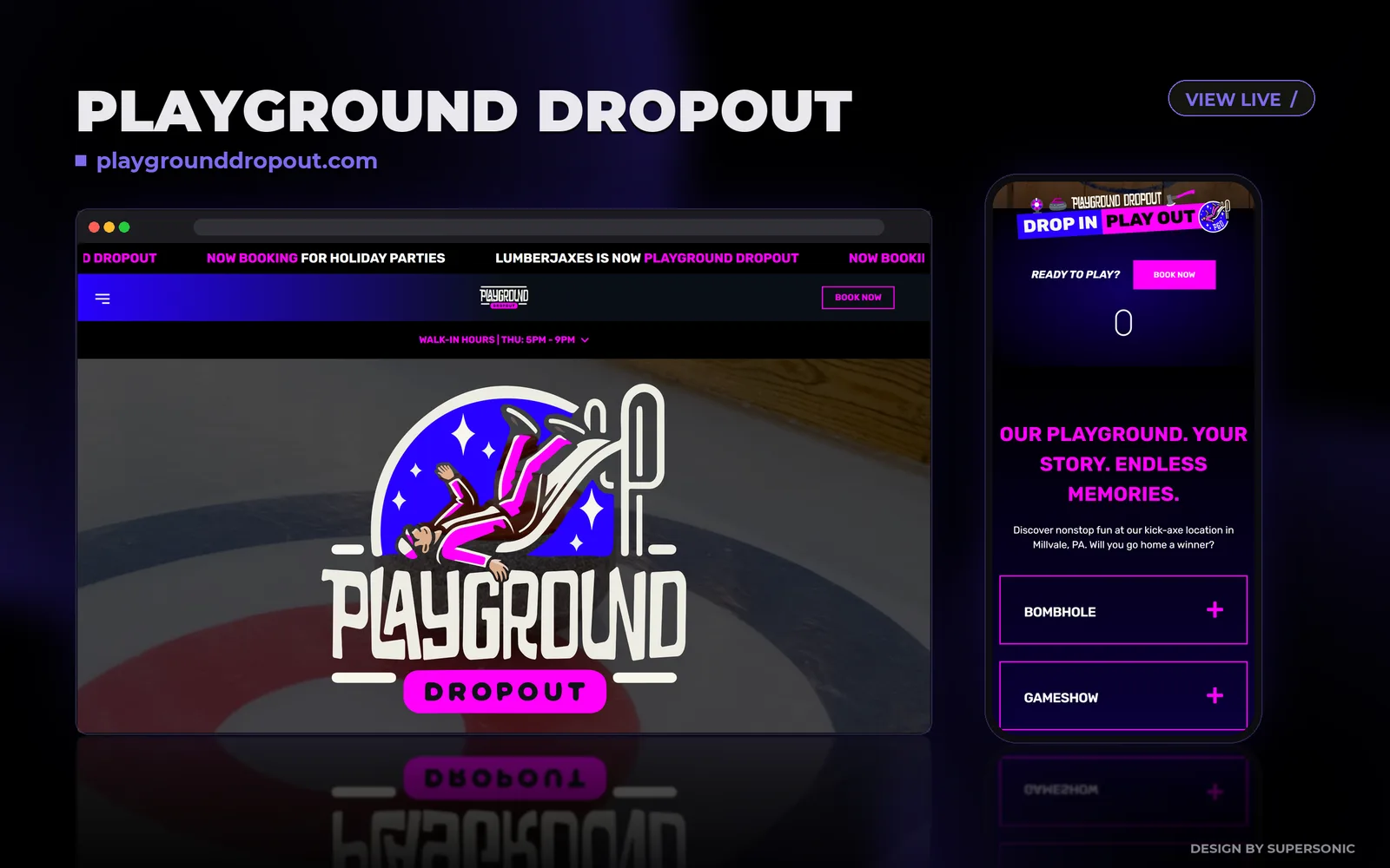 Playground Dropout website design preview