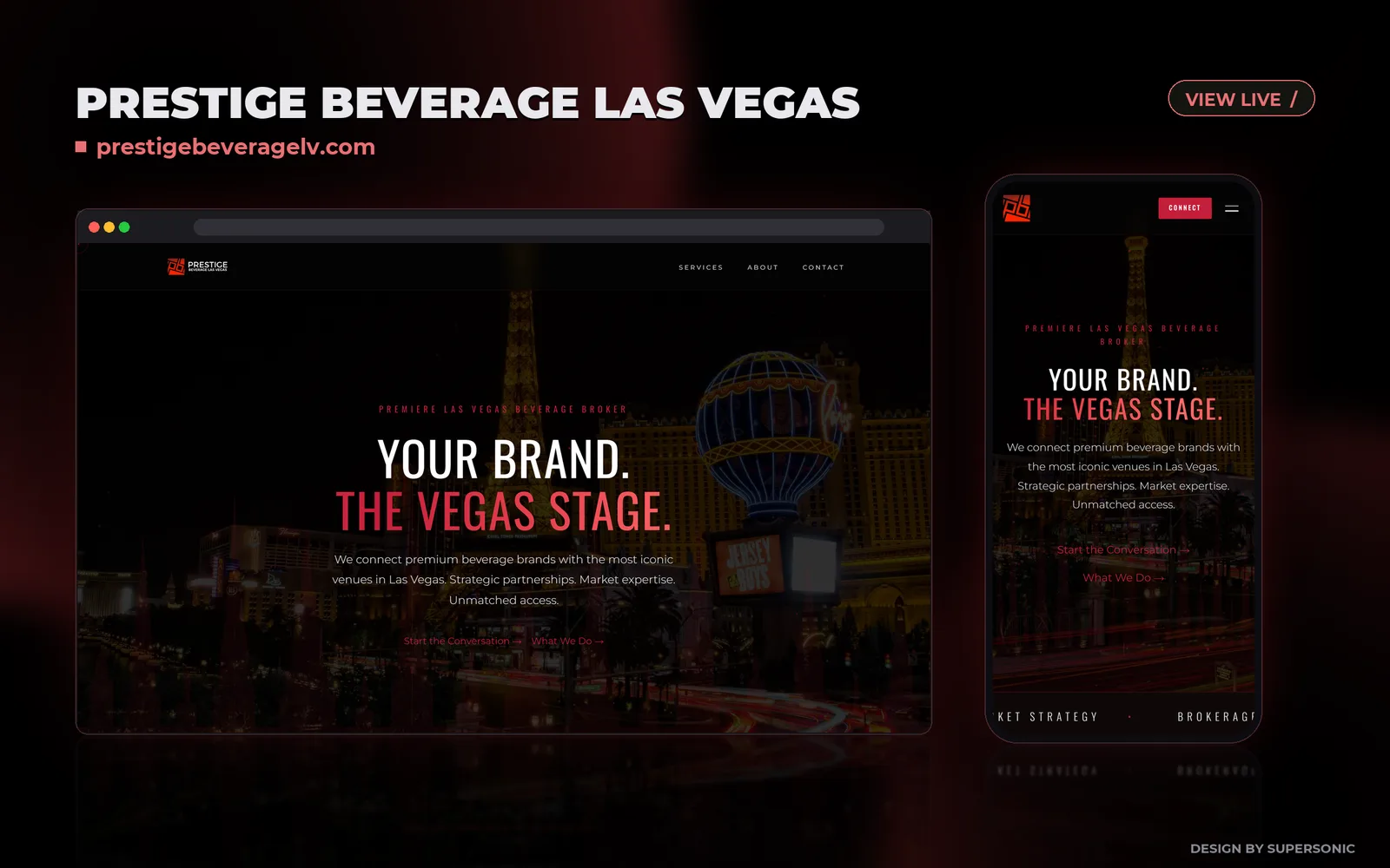 Prestige Beverage Las Vegas website design preview
